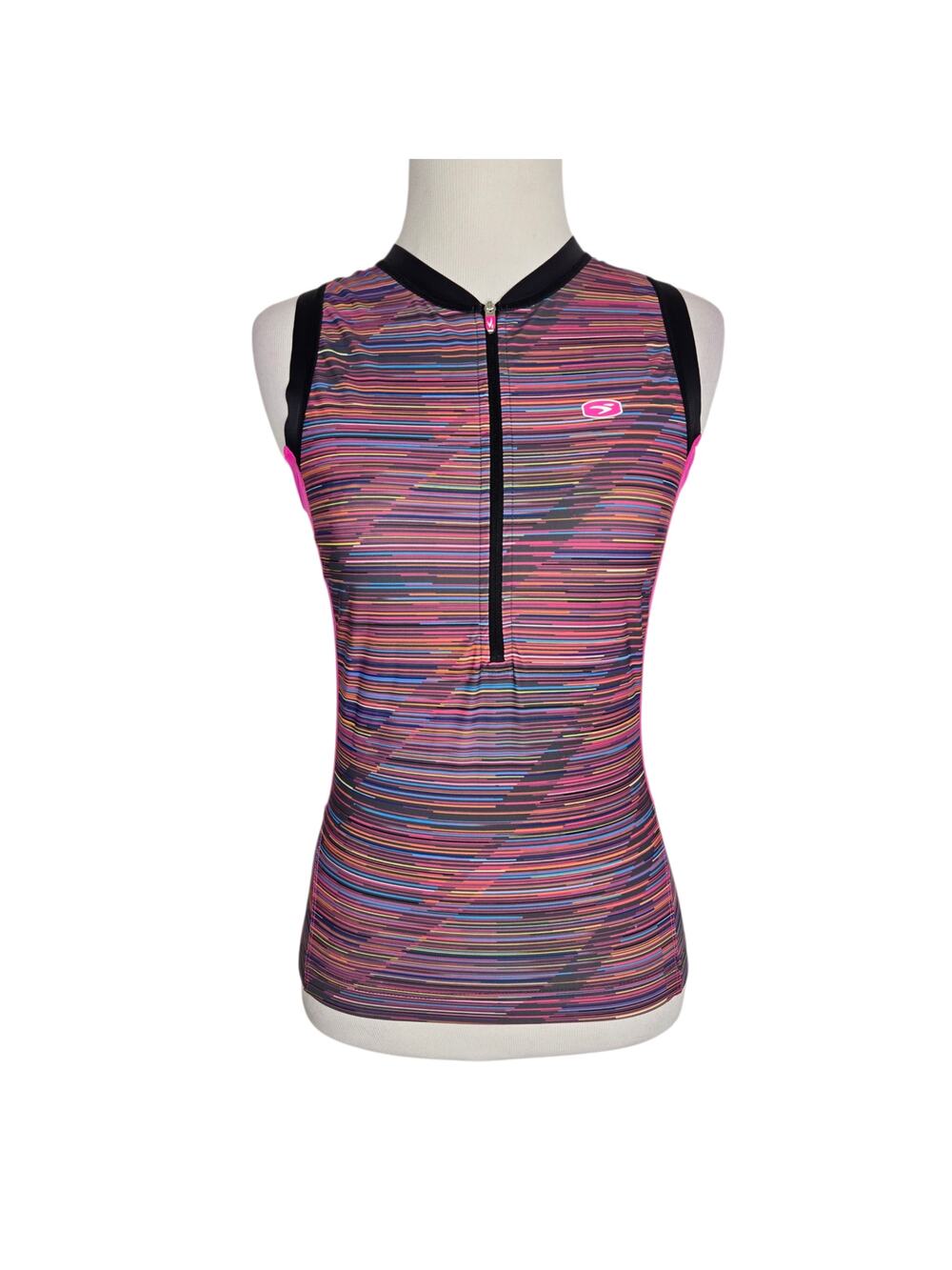 Sugoi Women Triathlon Jersey Tank Swim Bike Run Pink Pro Fit Half Zip Medium